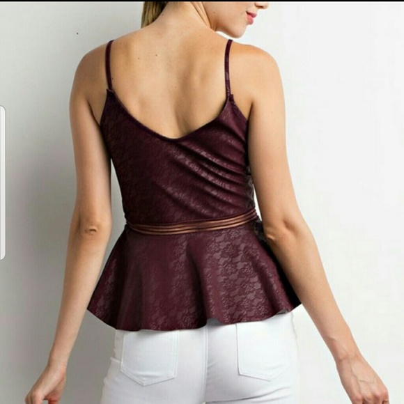 **ONLY 1 SM LEFT!!**Burgundy Peplum Top - Picture 6 of 6